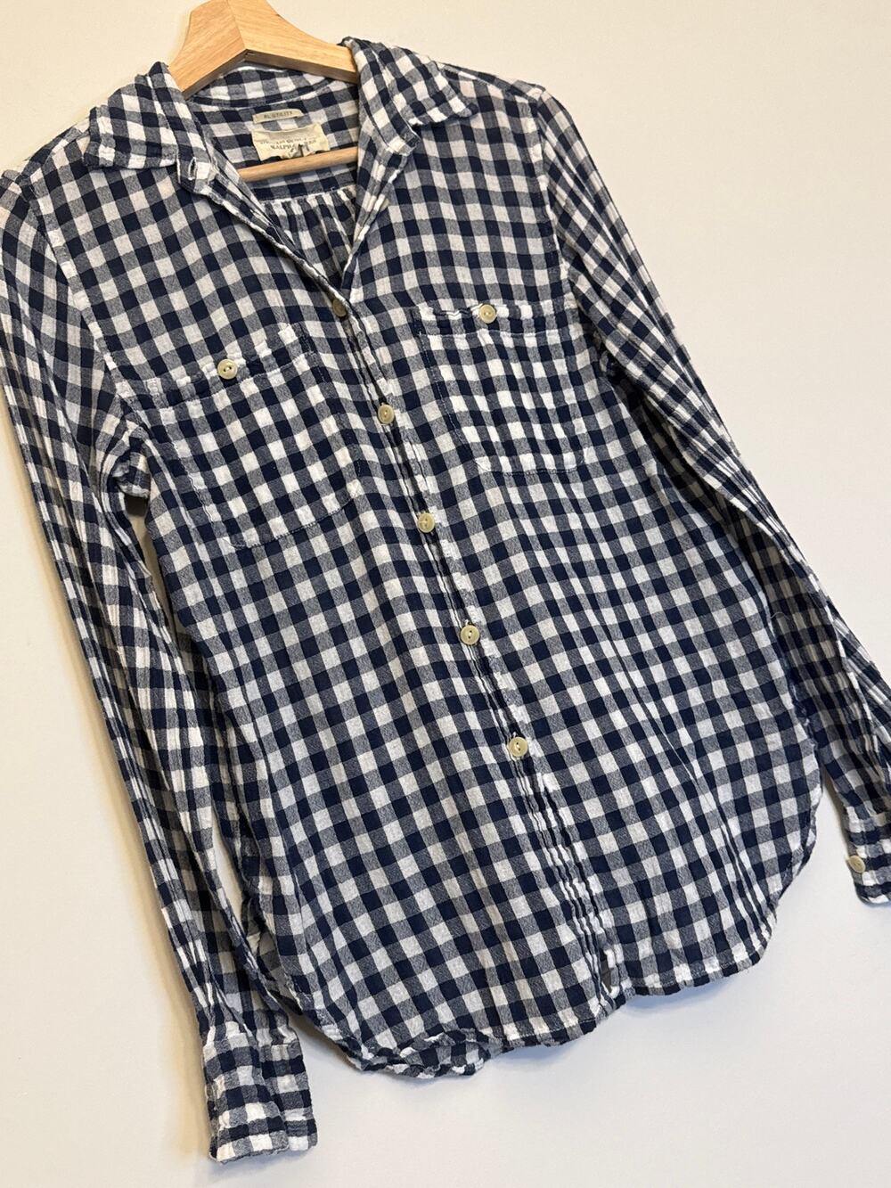 RL Utility Navy Gingham Check Button Up Shirt M